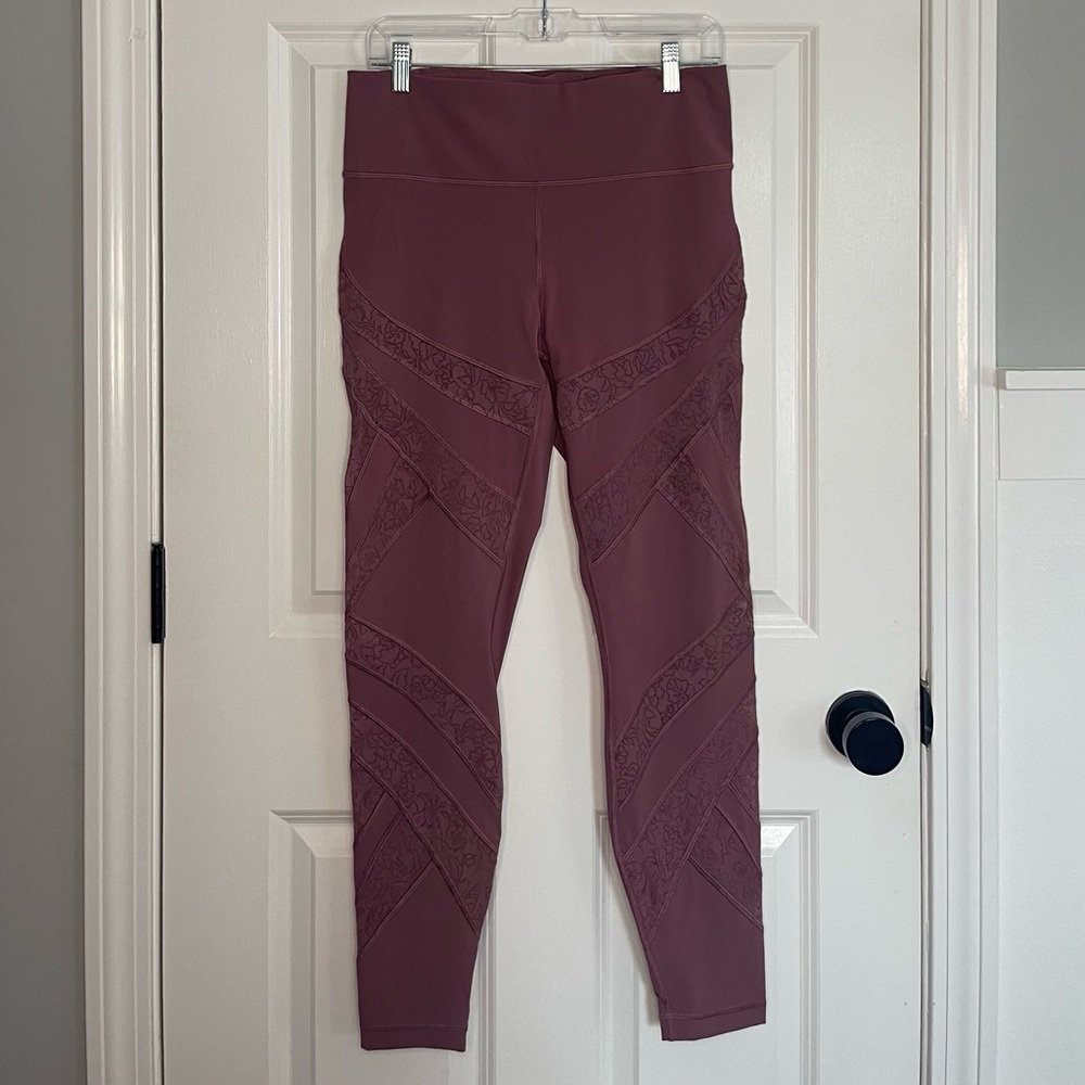 Lululemon Mauve Lace-Accent Leggings